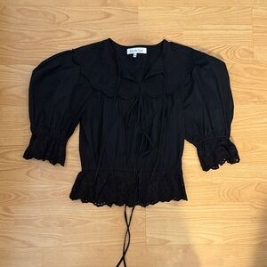Elegant Black Eyelet Blouse